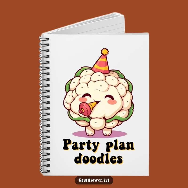 Kawaii Cauliflower Party Hat Funny Notebook - Gift for Celebrators