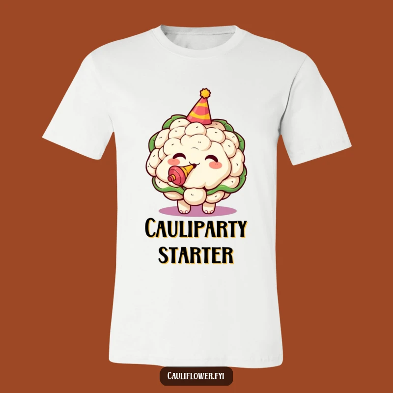 Kawaii Cauliflower Party Time Funny T-Shirt - Festive Gift for Veggie Lovers