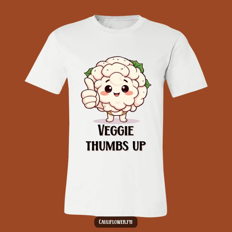Funny Kawaii Cauliflower Thumbs Up T-Shirt: Giant Finned Veggie Tee, Hilarious Gift