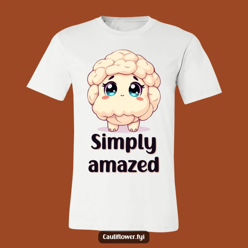 Funny Awestruck Cauliflower T-Shirt - Curious Veggie Expression Gift