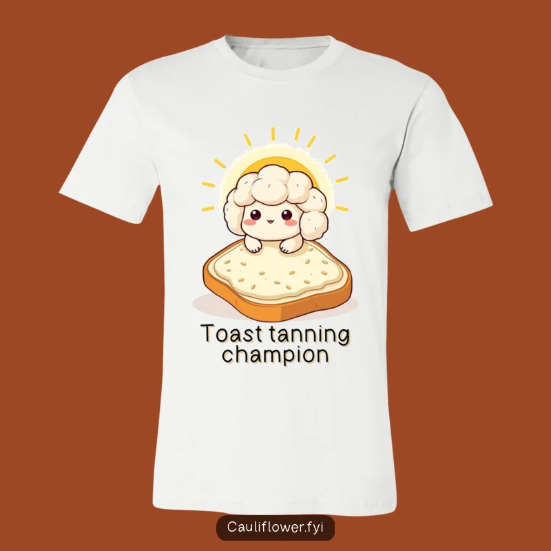 Funny Kawaii Cauliflower Toast Sunbathing T-Shirt - Chill Humorous Style