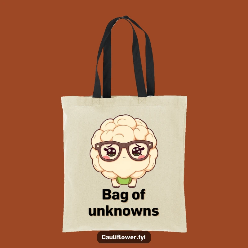 Funny Kawaii Cauliflower Confused Tote Bag - Hilarious Glasses Accessory for Seekers