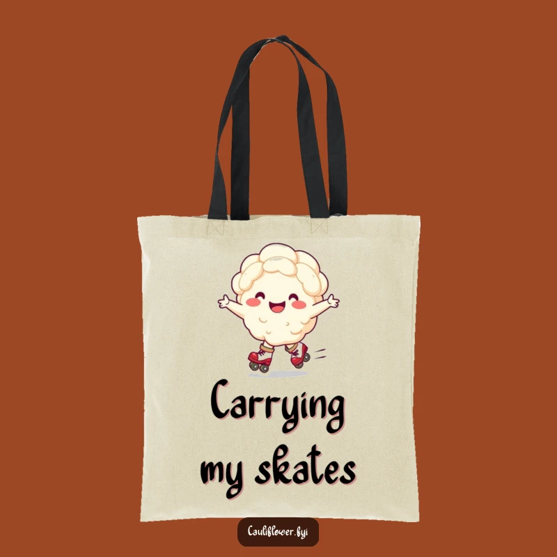 Funny Roller Skating Cauliflower Tote Bag - Stylish Veggie Humor Accessory