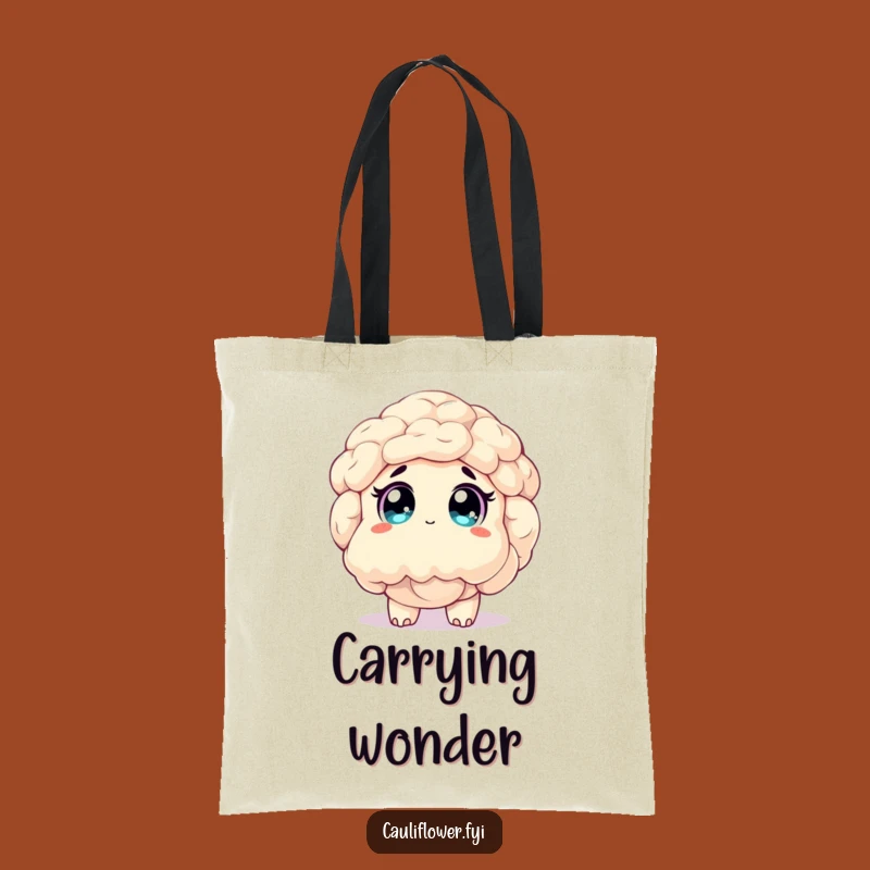 Funny Awestruck Cauliflower Tote Bag - Whimsical Veggie Wonder Bag Gift