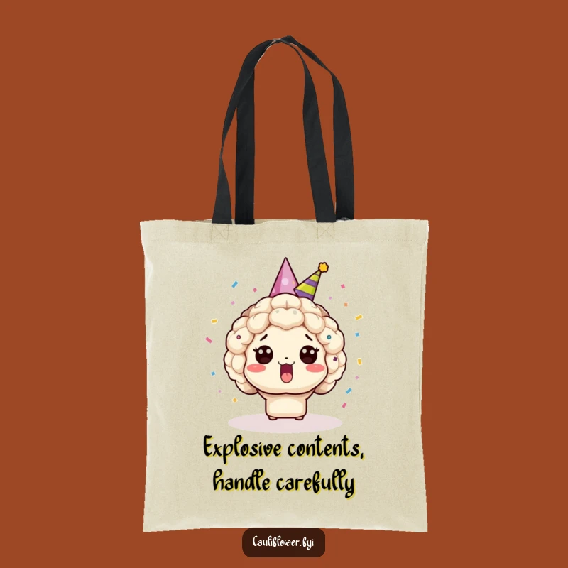 Funny Surprised Kawaii Cauliflower Tote Bag - Carry Humorous Vibes