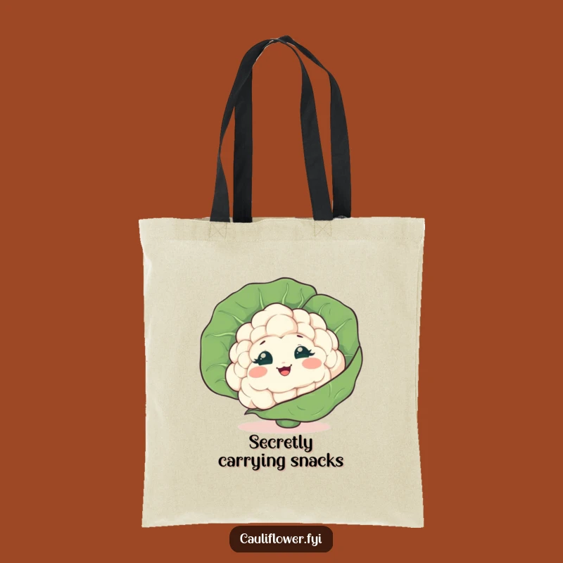 Funny Giggling Cauliflower Tote Bag, Playful Veggie Carrier for a Hilarious Gift