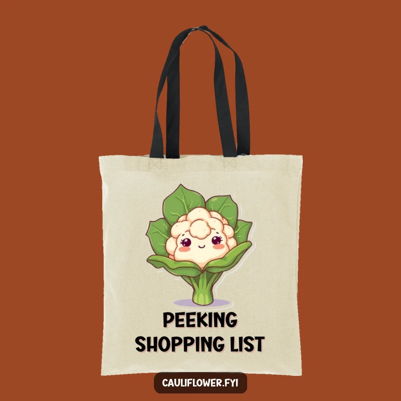 Funny Kawaii Cauliflower Peek Tote Bag: Carry Your Playful Secrets!