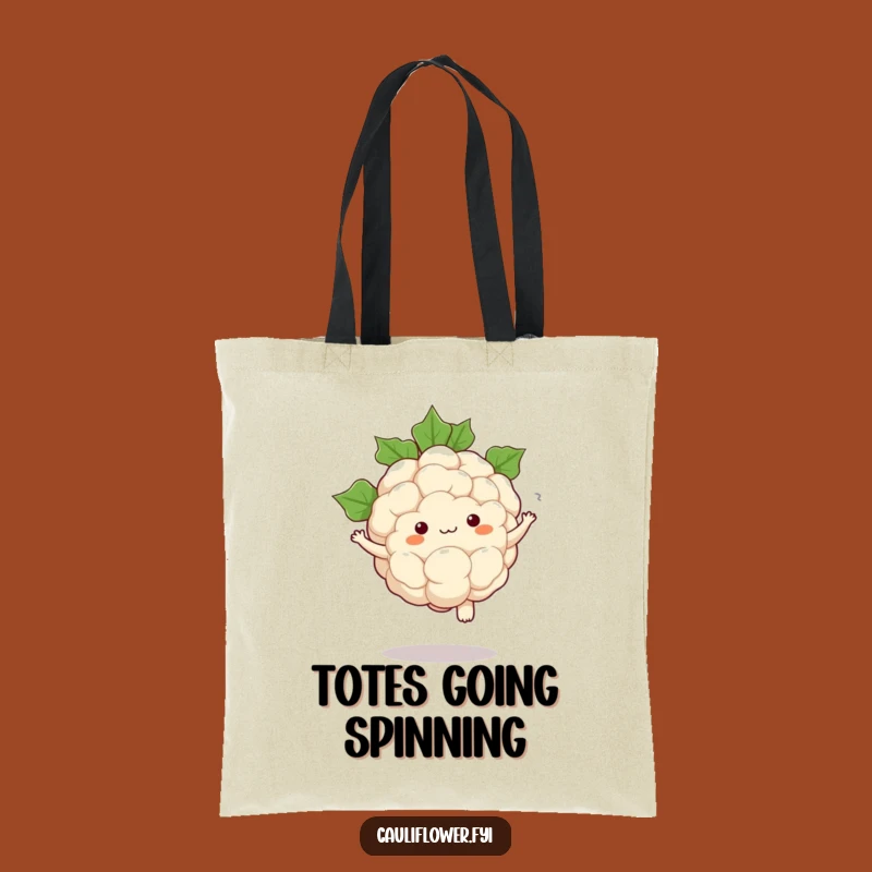 Funny Kawaii Cauliflower Pirouette Tote Bag: Carry Your Cute Moves
