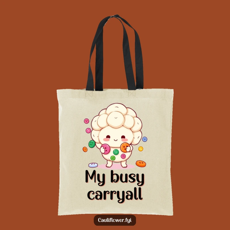 Funny Kawaii Cauliflower Tote Bag: Carry Your World with Juggling Flair!