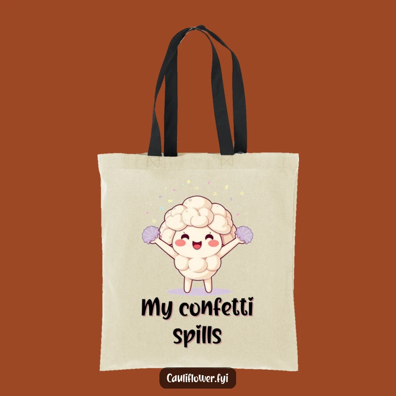 Funny Kawaii Cauliflower Tote Bag: Carry Your Goods with Hilarious Veggie Style
