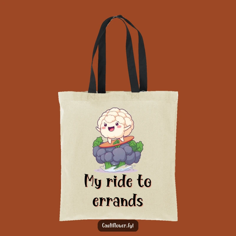 Funny Surfing Cauliflower Tote Bag: Carry Your Beach Gear With Veggie Fun!