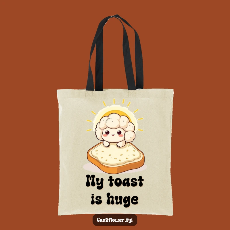 Funny Kawaii Cauliflower Toast Tote Bag - Carry Your Chill Humor