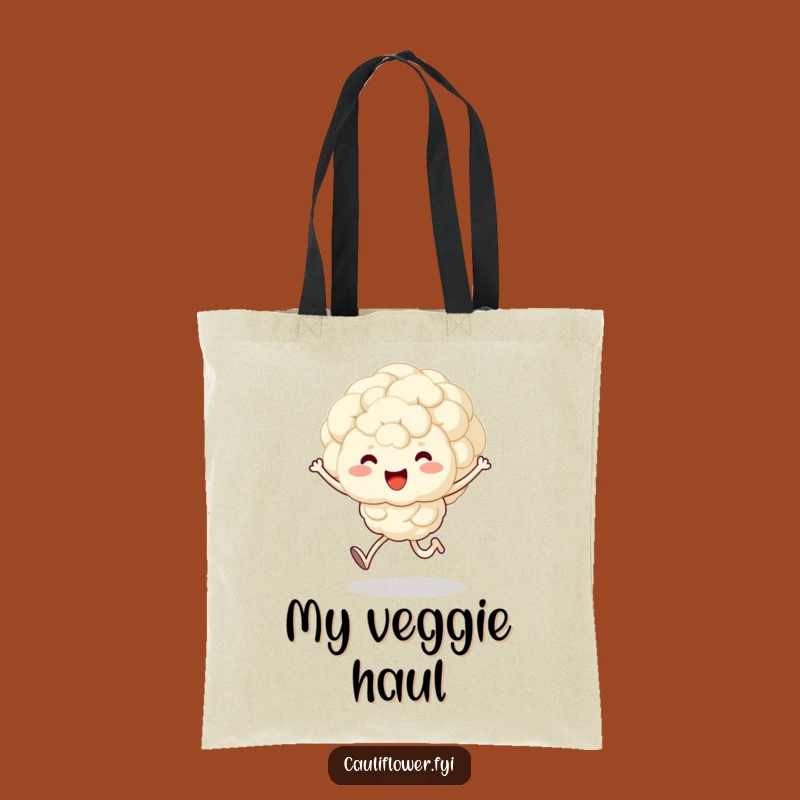 Funny Kawaii Cauliflower Tote Bag - Cute Veggie Gift for Everyday Smiles